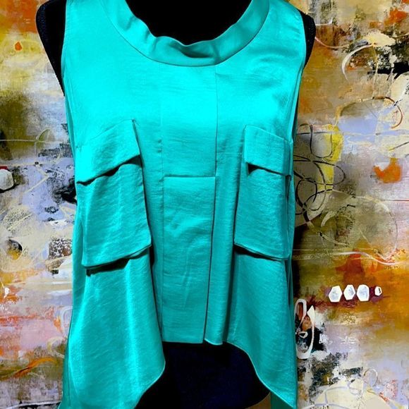 BCBG Silk Emerald Green Caged Back Cami - Picture 3 of 12